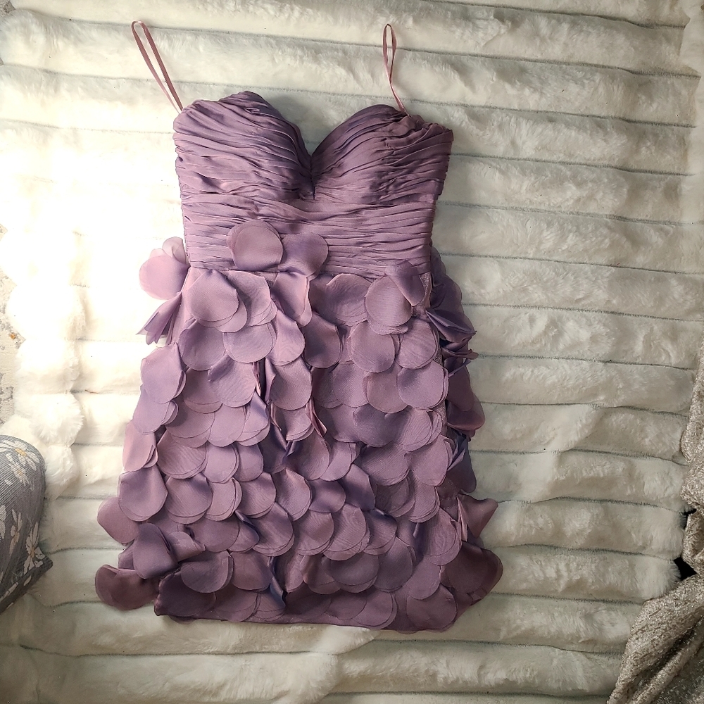 Purple Ruffled Tiered Sweetheart Mini Dress - Picture 2 of 13